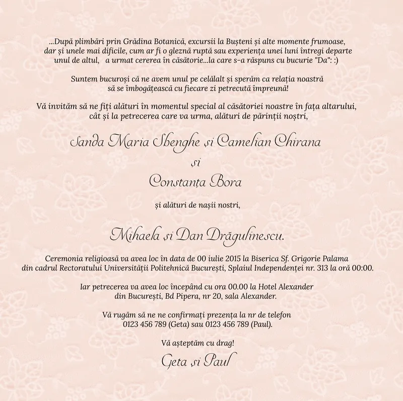 Wedding card designs – verso